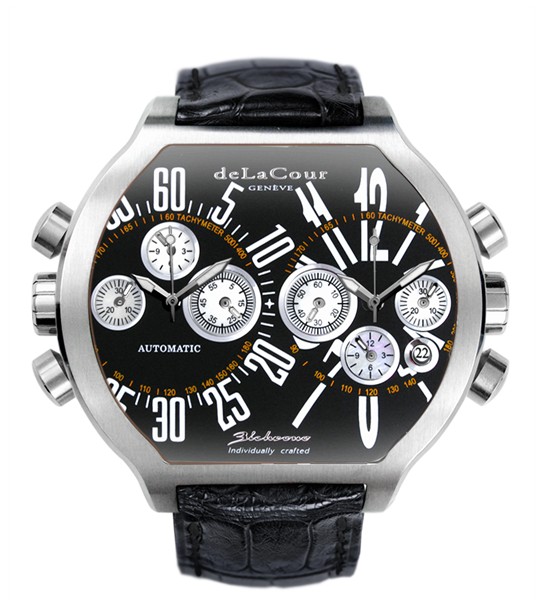 Replica DeLaCour BiChrono S2 Steel Black and White WAST2129-0979 Replica Watch Replica DeLaCour BiChrono S2 Steel Black and White WAST2129-0979 Replica Watch